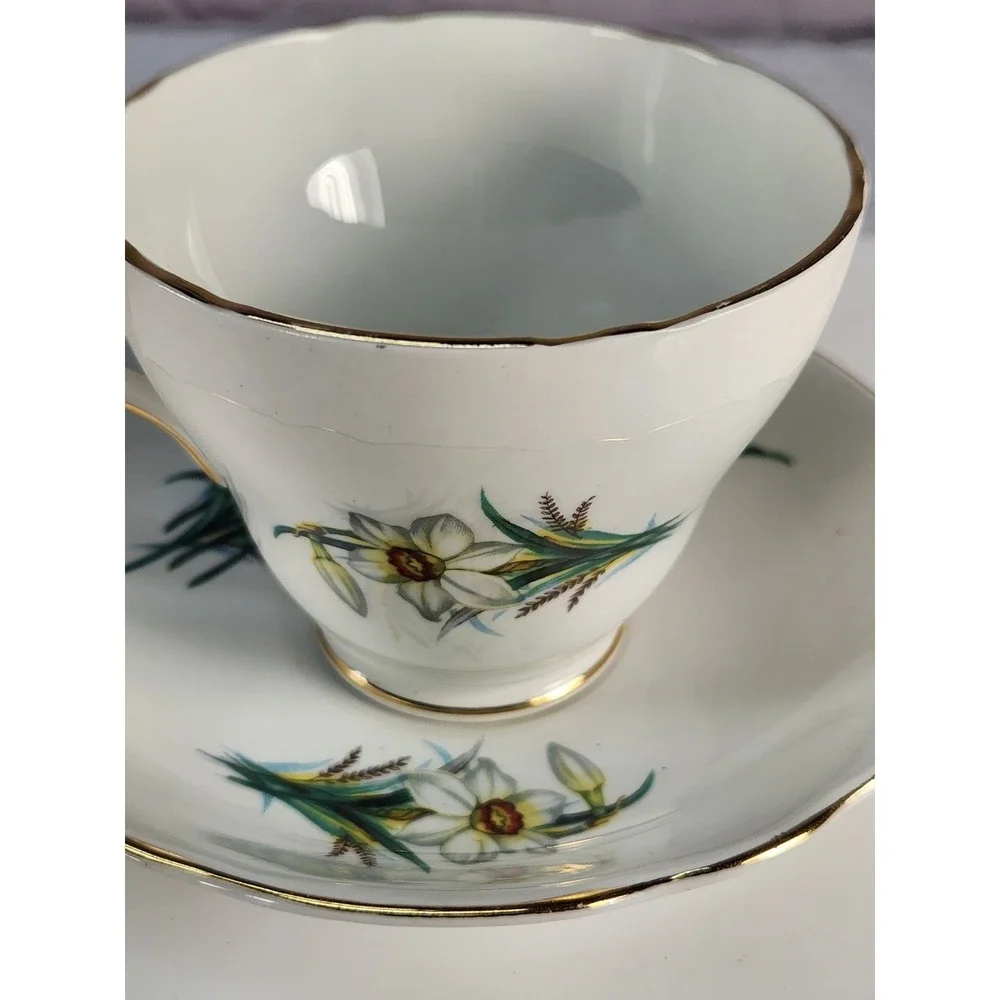 Vintage Regency Bone China Floral Tea Cup & Saucer English England Daffodil